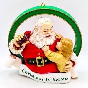 VINTAGE 1990 Coca-Cola Trim-a-Tree Chirstmas Ornament 1938 Santa with Girl